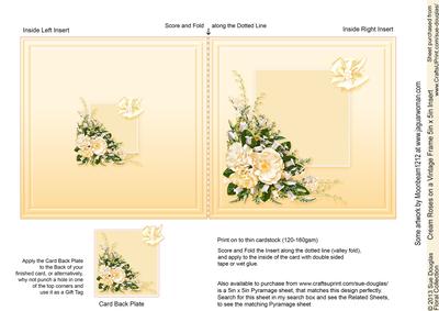 Cream Roses on a Vintage Frame 5in x 5in Insert