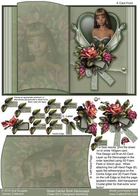 Rosie Cameo Book Green, Decoupage, Step by Step