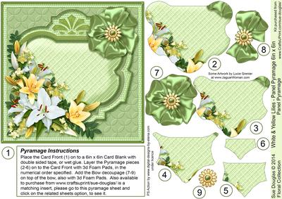 White & Yellow Lilies 6in x 6in Panel Pyramage