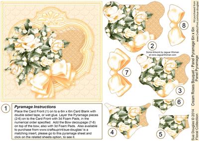 Cream Roses Bouquet 6in x 6in Panel Pyramage