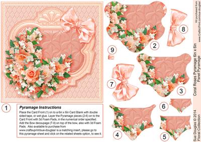 Coral Roses 6in x 6in Panel Pyramage