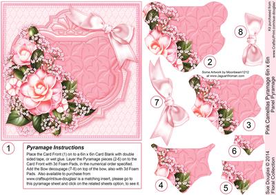 Pink Camellias 6in x 6in Panel Pyramage