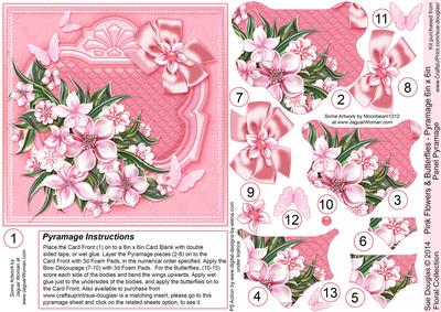 Pink Flowers and Butterflies