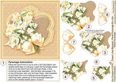 Cream Lilies Bouquet 6in x 6in Panel Pyramage