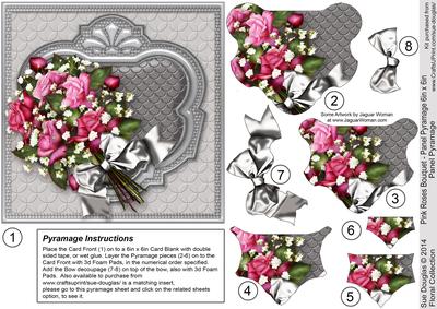 Pink Roses Bouquet 6in x 6in Panel Pyramage