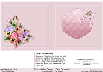 Pink and Lilac Pansies Matching 6in x 6in Insert