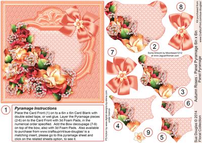 Autumn Roses 6in x 6in Panel Pyramage
