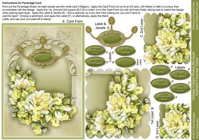 Vintage Cream Roses Bouquet, Scalloped Pyramage Sheet, Birthday