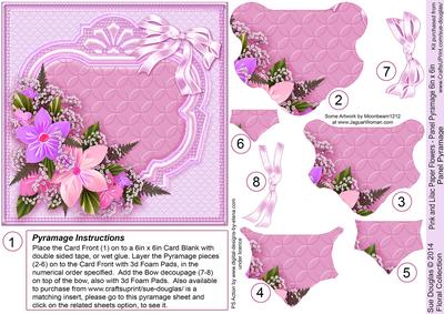 Pink and Lilac Paper Flowers 6in x 6in Panel Pyramage