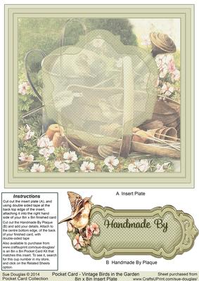 Vintage Birds in the Garden Pocket Match 8in x 8in Insert Pl