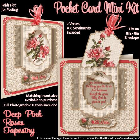 Deep Pink Roses Tapestry Pocket Card Mini Kit