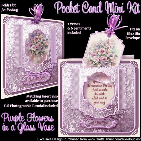 Purple Flowers in a Glass Vase Pocket Card Mini Kit