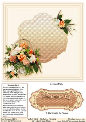Basket of Flowers Pocket Card Matching 8in x 8in Insert Plat