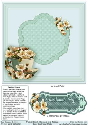 Blossom in a Teacup Pocket Card Matching 8in x 8in Insert Pl
