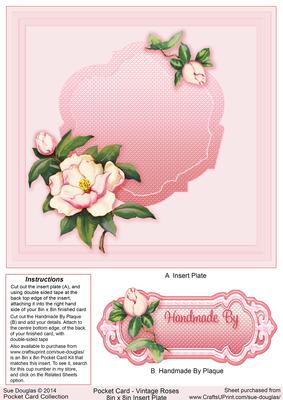 Vintage Roses Pocket Card Matching 8in x 8in Insert Plate