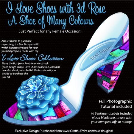 I Love Shoes Kit a Shoe of Many Colours with 3D Rose