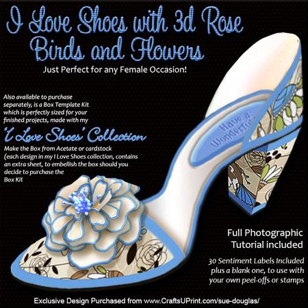 I Love Shoes Kit Birds and Flowers with 3D Rose