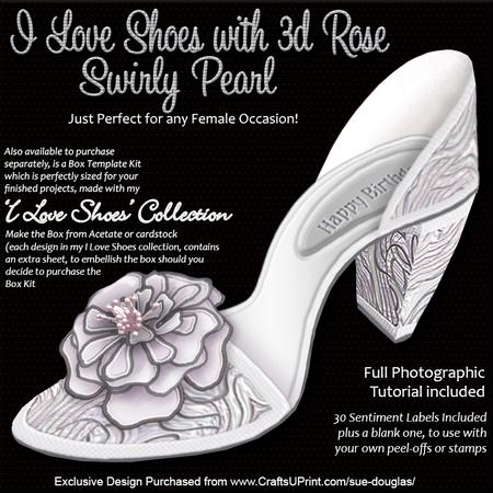 I Love Shoes Kit Swirly Pearl with 3D Rose