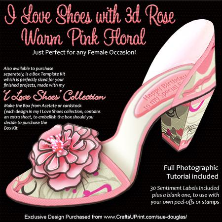 I Love Shoes Kit Warm Pink Floral with 3D Rose