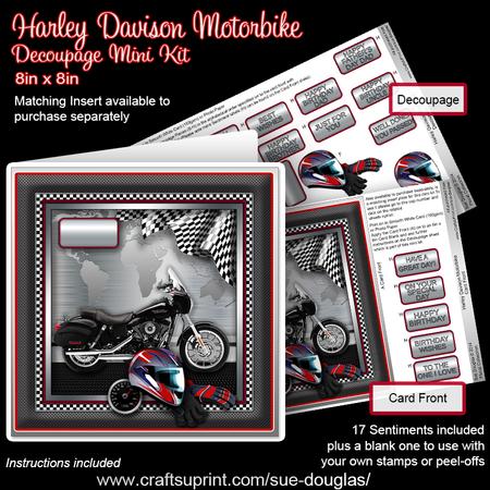 Harley Davison Motorbike 8in x 8in Decoupage Mini Kit