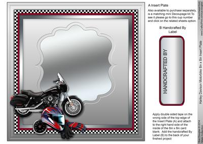 Harley Davison Motorbike 8in x 8in Insert Plate