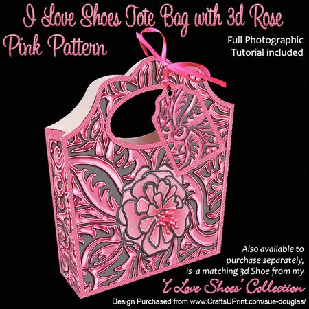 I Love Shoes Tote Bag Pink Pattern