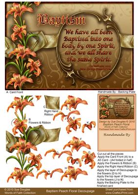 Baptism Peach Floral Decoupage, Decoupage Step by Step