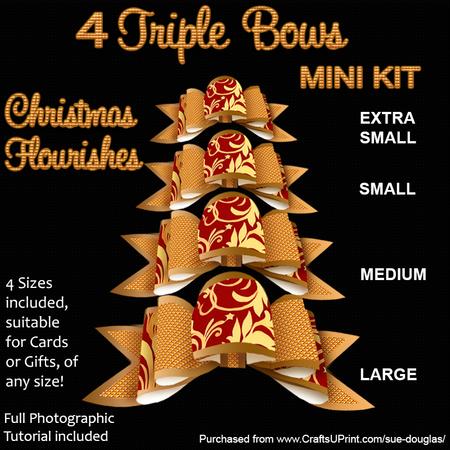 4 Triple Bows Mini Kit - Christmas Flourishes