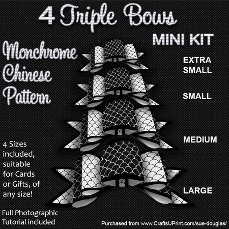 4 Triple Bows Mini Kit - Mono Chinese Pattern