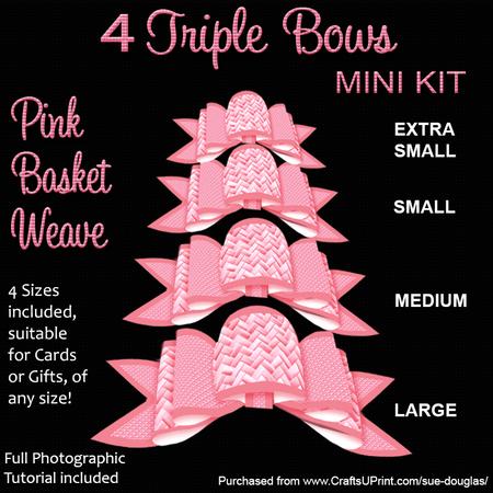 4 Triple Bows Mini Kit - Pink Basket Weave