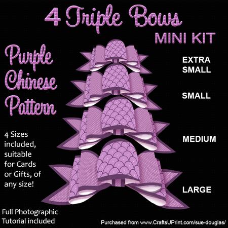 4 Triple Bows Mini Kit - Purple Chinese Pattern