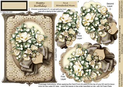 White Roses Bouquet in a Bronze Frame Pyramage
