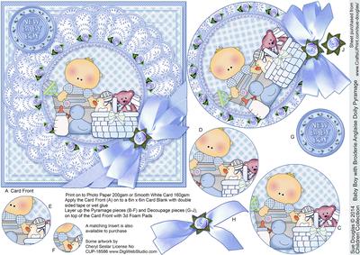 Baby Boy with Broiderie Anglaise Doily 6in x 6in Pyramage