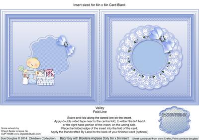 Baby Boy with Broiderie Anglaise Doily Match 6in x 6in Inser
