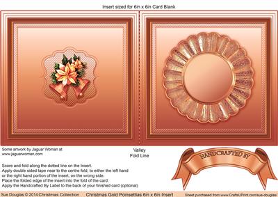 Christmas Gold Poinsettias Matching 6in x 6in Insert