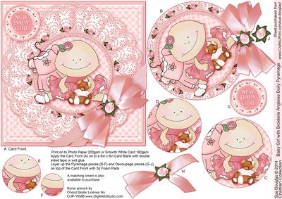 Baby Girl with Broiderie Anglaise Doily 6in x 6in Pyramage