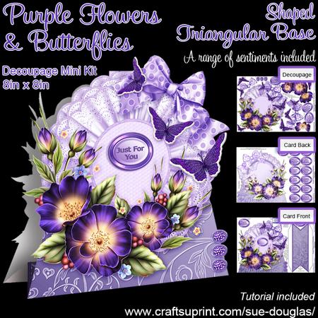 Shaped Triangular Base Purple Flowers & Butterflies Mini Kit