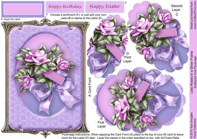 Lilac Roses in a Silver Frame Pyramage, Birthday