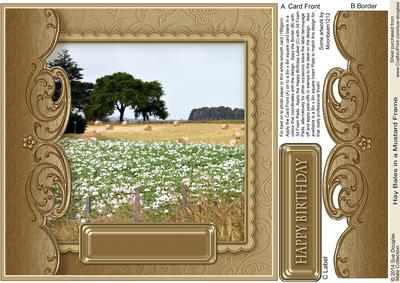 Hay Bales in a Mustard Frame 8in x 8in Quick Card
