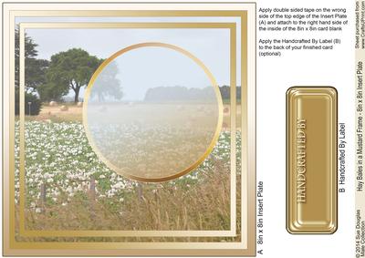 Hay Bales in a Mustard Frame Matching 8in x 8in Insert Plate
