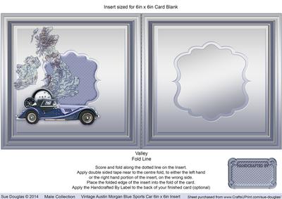 Vintage Austin Morgan Blue Sports Car Match 6in x 6in Insert