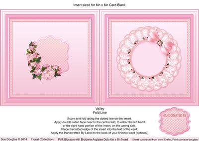 Pink Blossom with Broidery Anglaise Doily Matching 6x6 Inser