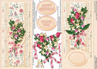 Pink Rosebuds with Lace Dl Decoupage