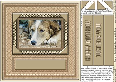 Dog in a Celtic Style Frame 8in x 8in Quick Card