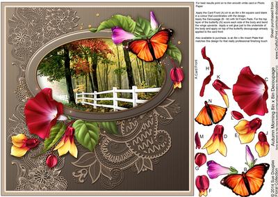 Autumn Morning 8in x 8in Decoupage