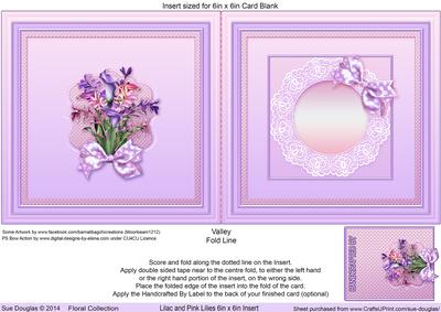Lilac and Pink Lilies Matching 6in x 6in Insert