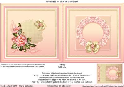 Pink Camellias Matching 6in x 6in Insert