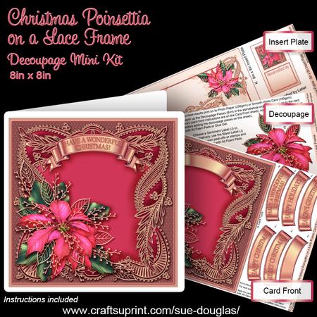 Christmas Poinsettia on a Lace Frame Decoupage Mini Kit