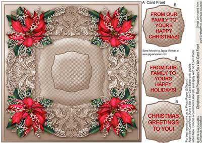 Christmas Red Poinsettias Quick Card Front
