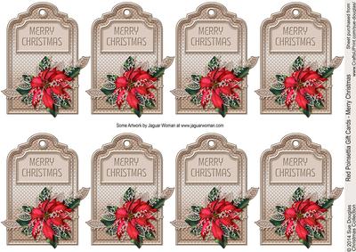 Red Poinsettia Gift Tags - Merry Christmas